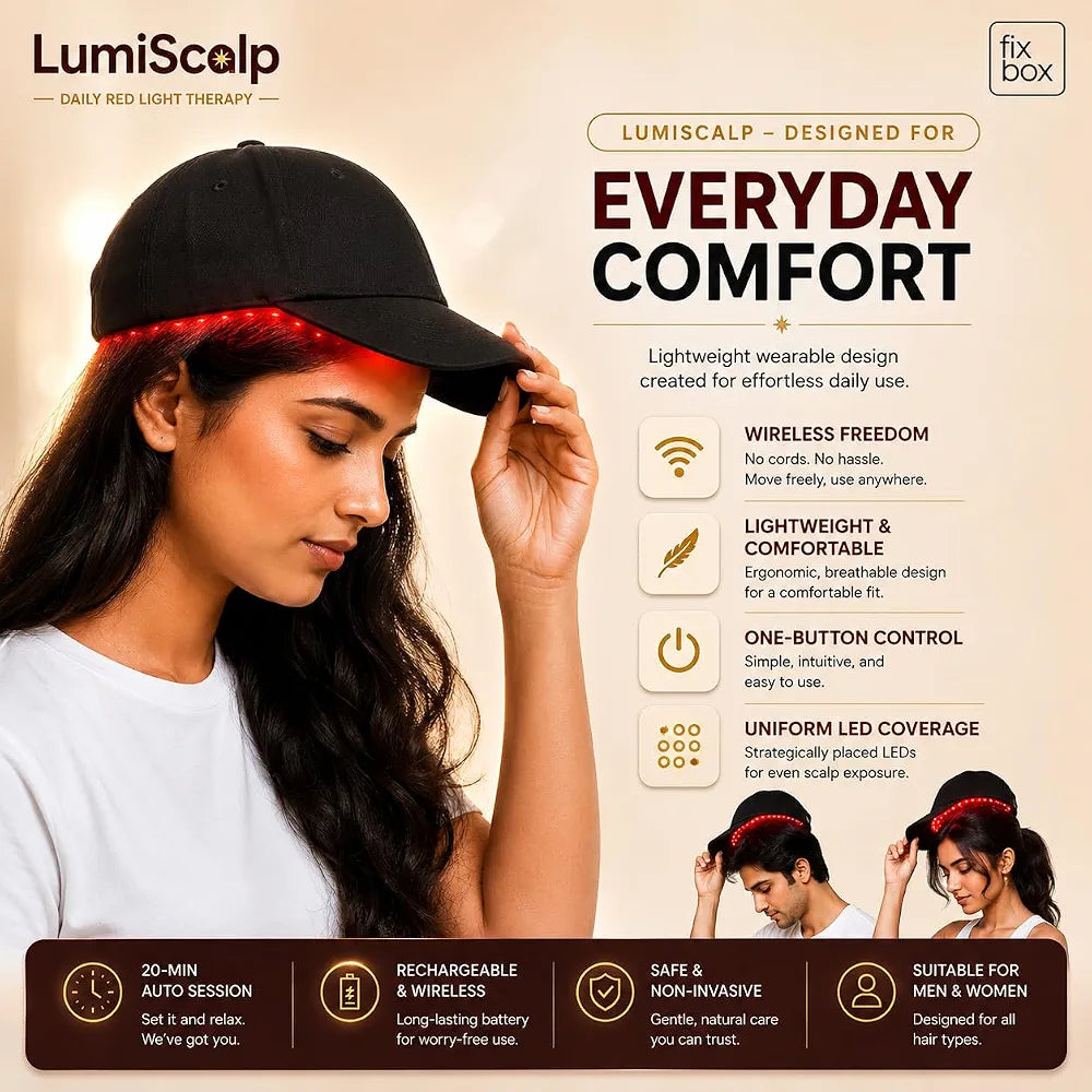 LumiScalp 54-LED Red Light Therapy Cap for Hair & Scalp Care – Rechargeable | Stop Hair Fall & Reactivate Dormant Follicles| Wireless & Discreet| Auto Session, No Side Effects & Drug-Free| LED Technology hair