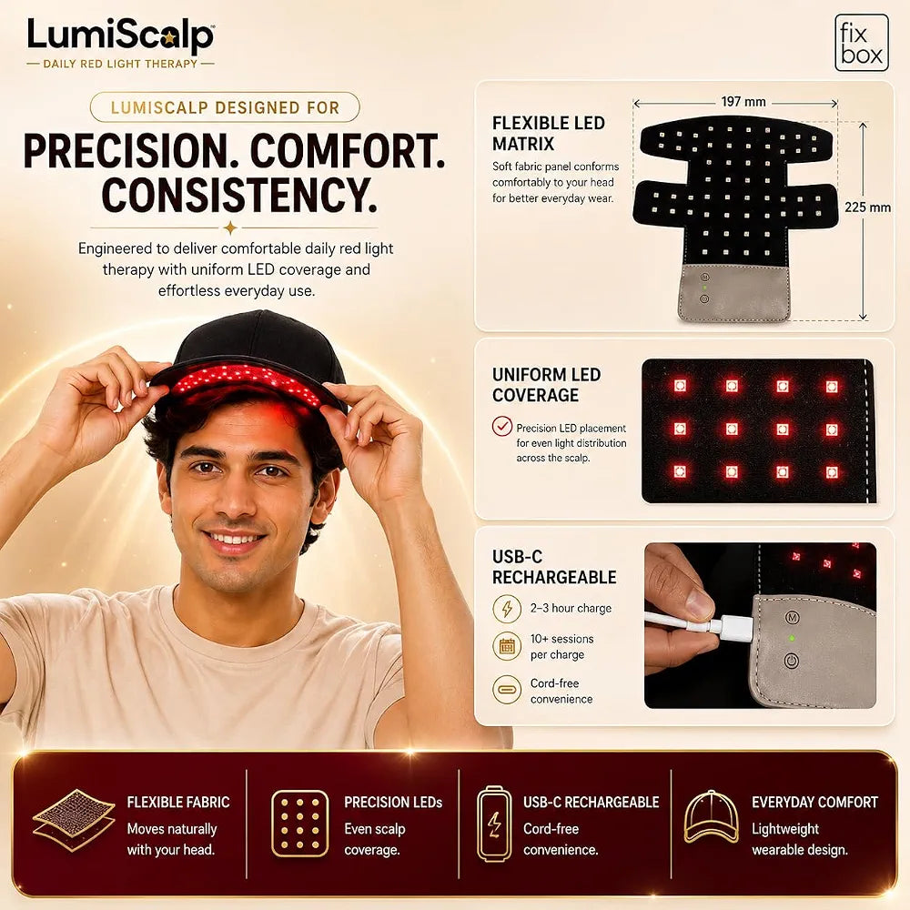LumiScalp 54-LED Red Light Therapy Cap for Hair & Scalp Care – Rechargeable | Stop Hair Fall & Reactivate Dormant Follicles| Wireless & Discreet| Auto Session, No Side Effects & Drug-Free| LED Technology hair