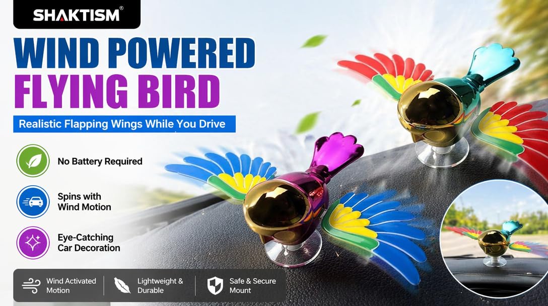 Moving Bird Wings Car Dashboard Ornament – Swinging Bird Decor