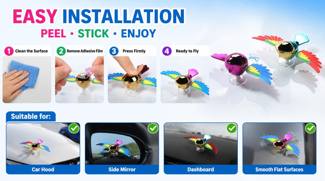 Moving Bird Wings Car Dashboard Ornament – Swinging Bird Decor