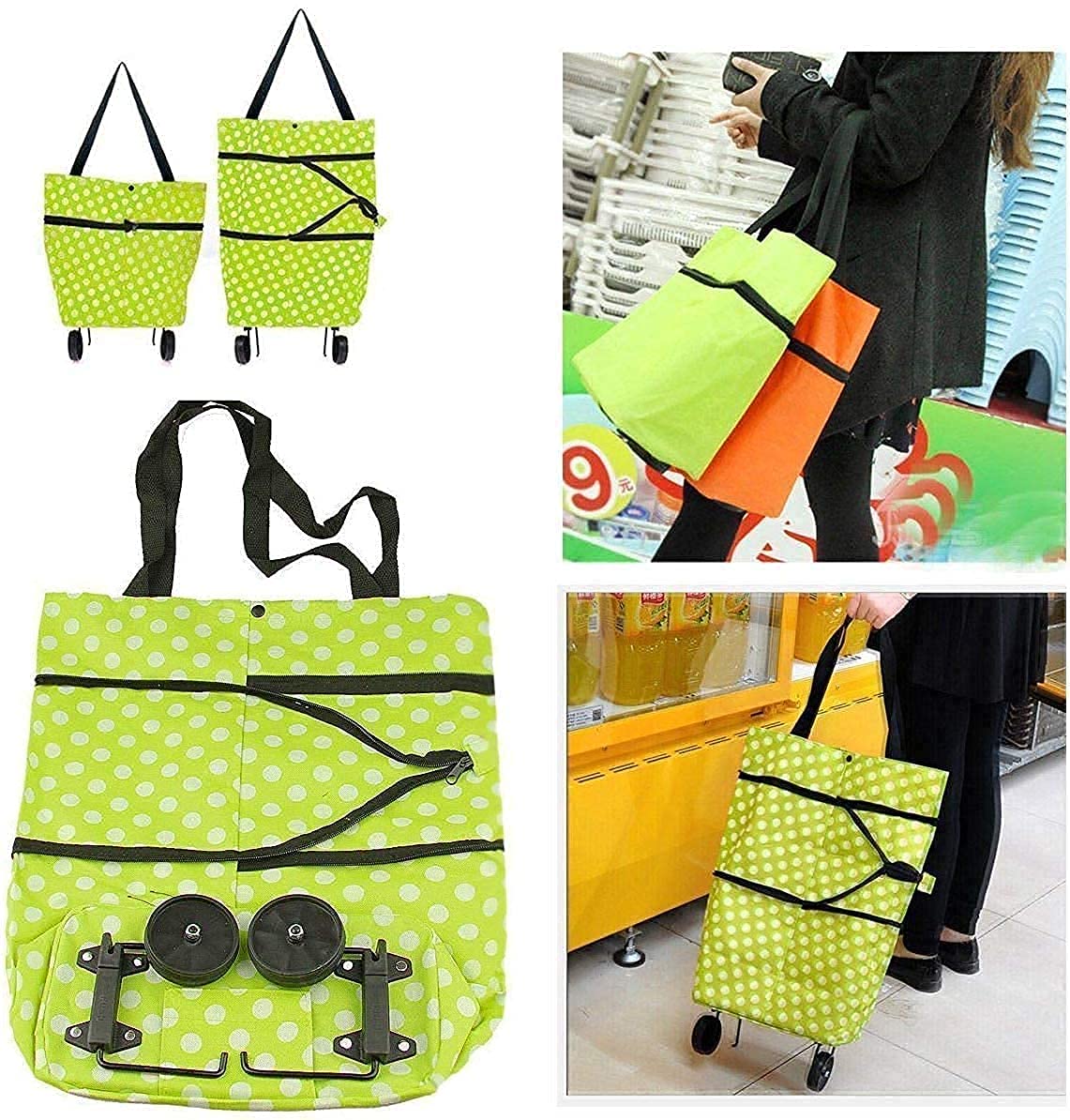 Foldable Shopping Trolley Bag with Wheels – 2-in-1 Tote