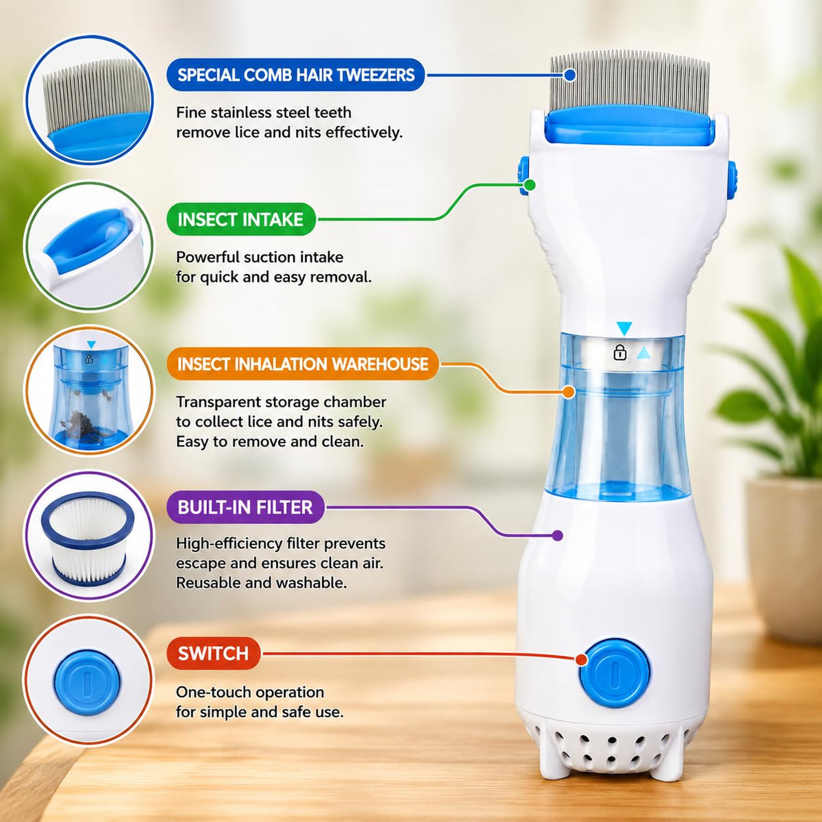 Electric Head Lice Comb – Chemical-Free Combing Tool