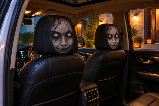 Scary Ghost Face Car Headrest Covers – Pack of 2